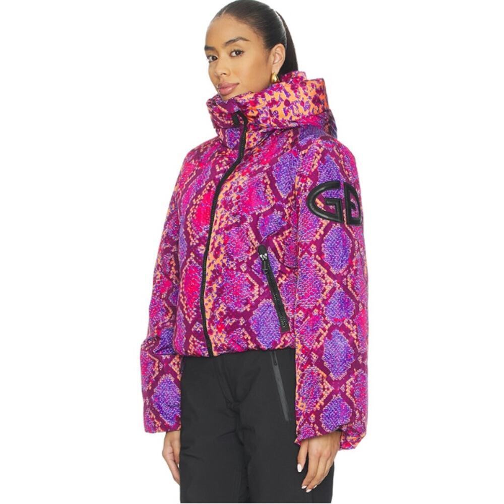 Goldbergh Lucinda Ski Jacket Pink Purple Snake Animal Print Down Coat Sz 4